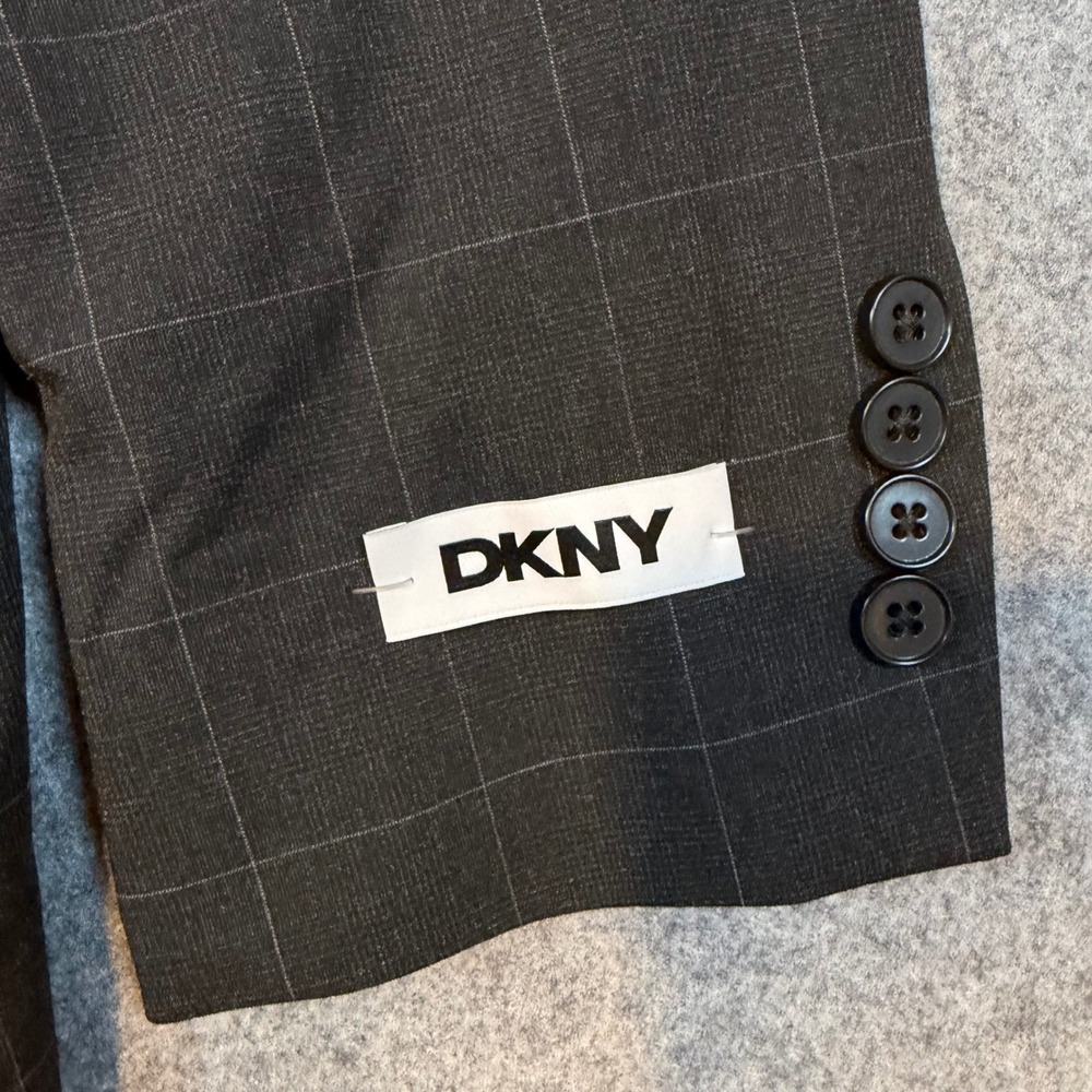 DKNY Duran Charcoal Windowpane Blazer Mens 43L Suit Jacket DNUR218W0036 - Picture 3 of 12